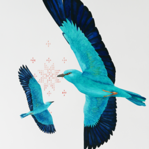 European roller bird painting watercolor Karina Danylchuk